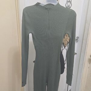 PrettyLittleThing Olive Ribbed Fabric